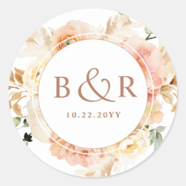 桃赤面テラコッタ結婚の封筒/好意C ラウンドシール