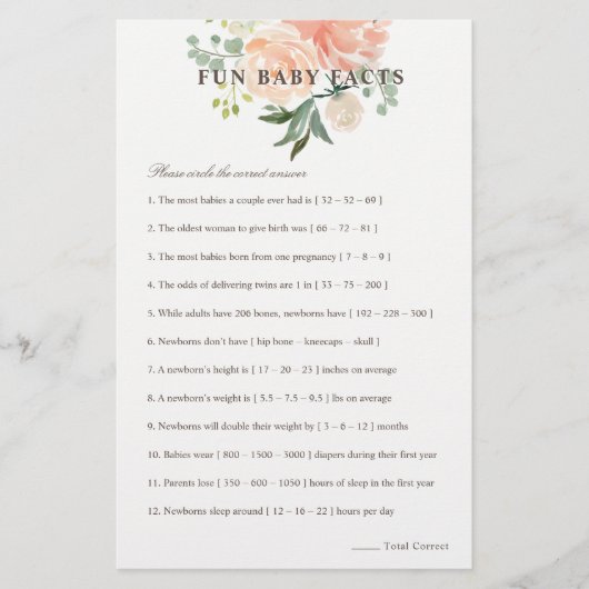 桃赤面フローラおもしろいベビーファクトベビーシャワー チラシ (正面)