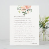 桃赤面フローラおもしろいベビー事実赤ちゃんシャワーゲーム 招待状 (スタンド正面)