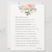 桃赤面フローラおもしろいベビー事実赤ちゃんシャワーゲーム 招待状 (正面)