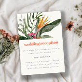 桃赤面ボホトロピカルフローラウェディングレセプション エンクロージャーカード