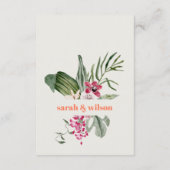 桃赤面ボホトロピカルフローラウェディングレセプション エンクロージャーカード (裏面)