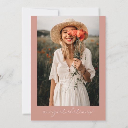 桃赤面春フローラほこりっぽいブルー卒業 招待状 (裏面)