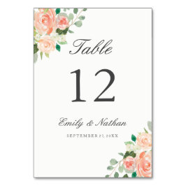 桃赤面水彩フローラテーブル番号カード テーブルナンバー