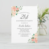 桃赤面水彩フローラ21st誕生日パーティー 招待状 (スタンド正面)