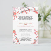 桃赤＆ピンクの桜 東洋のウェディング 招待状 (スタンド正面)