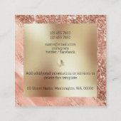 桃金ゴールドグリッターブラシフォイルモノグラムスクエア スクエア名刺 (裏面)