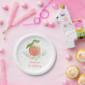 桃金ゴールドフローラ誕生日 ペーパープレート (パーティー)