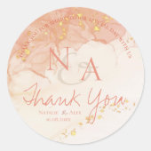 桃金ゴールド大理石かわいいモノグラム結婚の感謝 ラウンドシール (正面)
