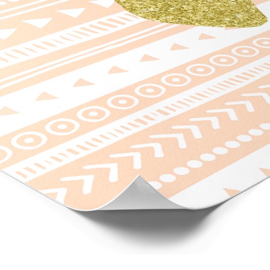 桃金ゴールド子供部屋デコールディアトリバルパターン ポスター (角)