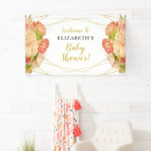 桃金ゴールド水彩フラワーベビーシャワーバナー 横断幕 (インサイチュ)