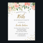 桃金ゴールド水彩フローラ16th誕生日パーティー 招待状<br><div class="desc">リトルかわいらしベイリー店でフローラ誕生日招待状をもっと！</div>