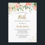 桃金ゴールド水彩フローラ16th誕生日パーティー 招待状<br><div class="desc">リトルかわいらしベイリー店でフローラ誕生日招待状をもっと！</div>