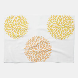 桃黄色の花 キッチンタオル