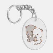 桃(も)は夫婦の感情でゴマを愛 キーホルダー (正面左)