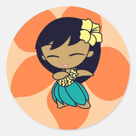 桃「アロハネツ」のシール ラウンドシール (正面)