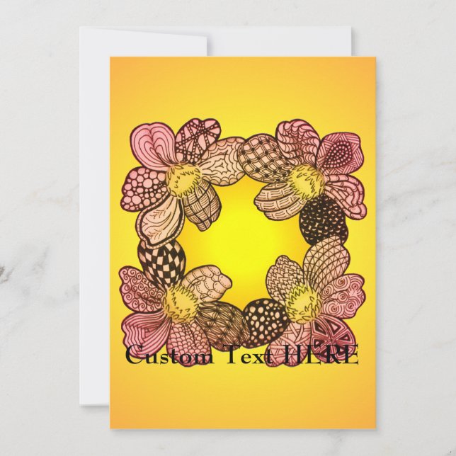 桃、オレンジ、金ゴールドに咲く鳩の花 (正面)