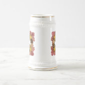 桃、オレンジ、金ゴールドに咲く鳩の花 ビールジョッキ (中央)