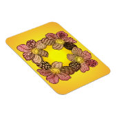 桃、オレンジ、金ゴールドに咲く鳩の花 マグネット (右側)