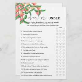 桃 – オーバーまたは下ブライダルシャワーゲーム