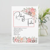桃&クリームフォト結婚式招待状カップル 招待状 (スタンド正面)