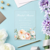 桃&クリームボタニカルフローラブライダルシャワー アクリル招待状 (インサイチュ (ウェディング))