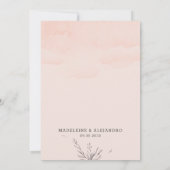 桃&グレーフローラロマンチックなエレガントな結婚式 招待状 (裏面)