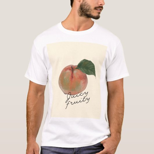 桃 ; ジューシーでフルーティー  Tシャツ (正面)