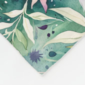 桃、ラベンダーおよびティール（緑がかった色）モダンフローラ フリースブランケット (角)