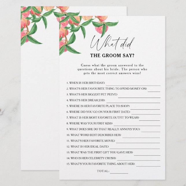 桃 – 新郎は何と言ったブライダルゲーム (正面/裏面)