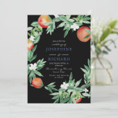 桃、水彩デザイン、深夜黒 招待状 (スタンド正面)
