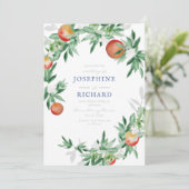 桃、水彩デザイン、結婚式の招待2 招待状 (スタンド正面)