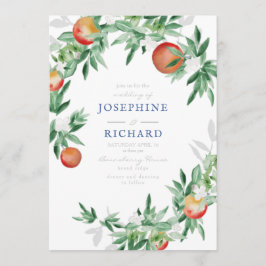 桃、水彩デザイン、結婚式の招待2 招待状