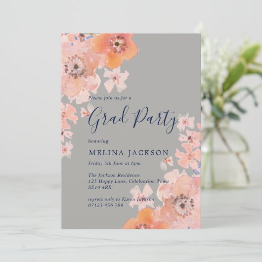 桃・海軍水彩フローラ卒業パーティー 招待状 (スタンド正面)