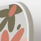 桃、珊瑚、緑の花 ピックルボールラケット (左詳細)