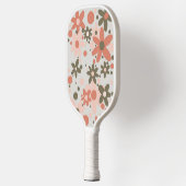 桃、珊瑚、緑の花 ピックルボールラケット (左)