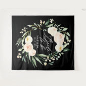 桃+緑の水彩フローラ花嫁 タペストリー (正面(横))