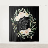 桃+緑の水彩フローラ花嫁 タペストリー (正面)