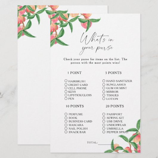 桃 – 財布のゲームの内容 (正面/裏面)