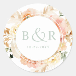 桃、赤面と結婚セージの封筒/お願い ラウンドシール