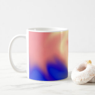 桃、黄色、青の汚れのあるコーヒーマグ コーヒーマグカップ