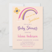 桃「You Are My Sunshine」虹の赤ちゃんシャワー 招待状 (正面)