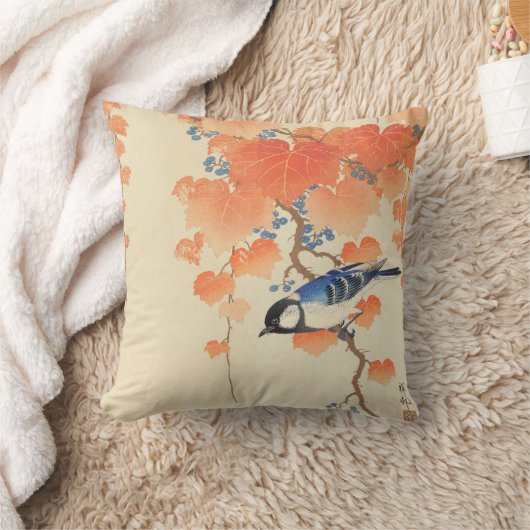 桐の木に青い鳥 クッション (ブランケット)