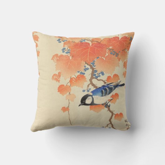 桐の木に青い鳥 クッション (裏面)
