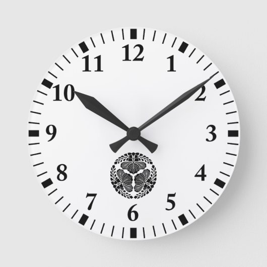 桐開花3基、頭 ラウンド壁時計 (正面)