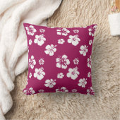 桑と白のハイビスカス熱帯産 クッション (ブランケット)