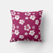 桑と白のハイビスカス熱帯産 クッション (裏面)