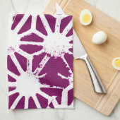 桑と白の幾何学模様 キッチンタオル (四つ折り)