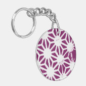 桑と白の幾何学模様 キーホルダー (正面左)