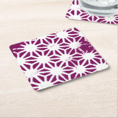 桑と白の幾何学模様 スクエアペーパーコースター (アングル)